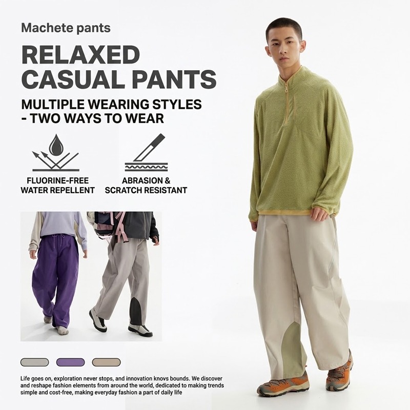 Cargo Pant Wide - Męskie wodoodporne spodnie techwear bez PFC,