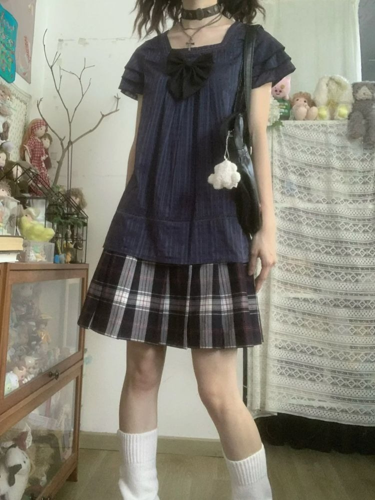 Street Fashion Harajuku - Damski dwuczęściowy zestaw w stylu vintage