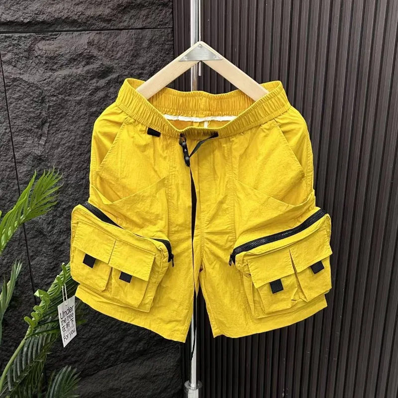 Cargo Pant Wide - Męskie luźne szorty cargo z zamkiem