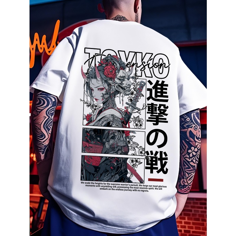 Japanese Street Fashion Female - Męska koszulka casualowa sportowa streetwear Y2K