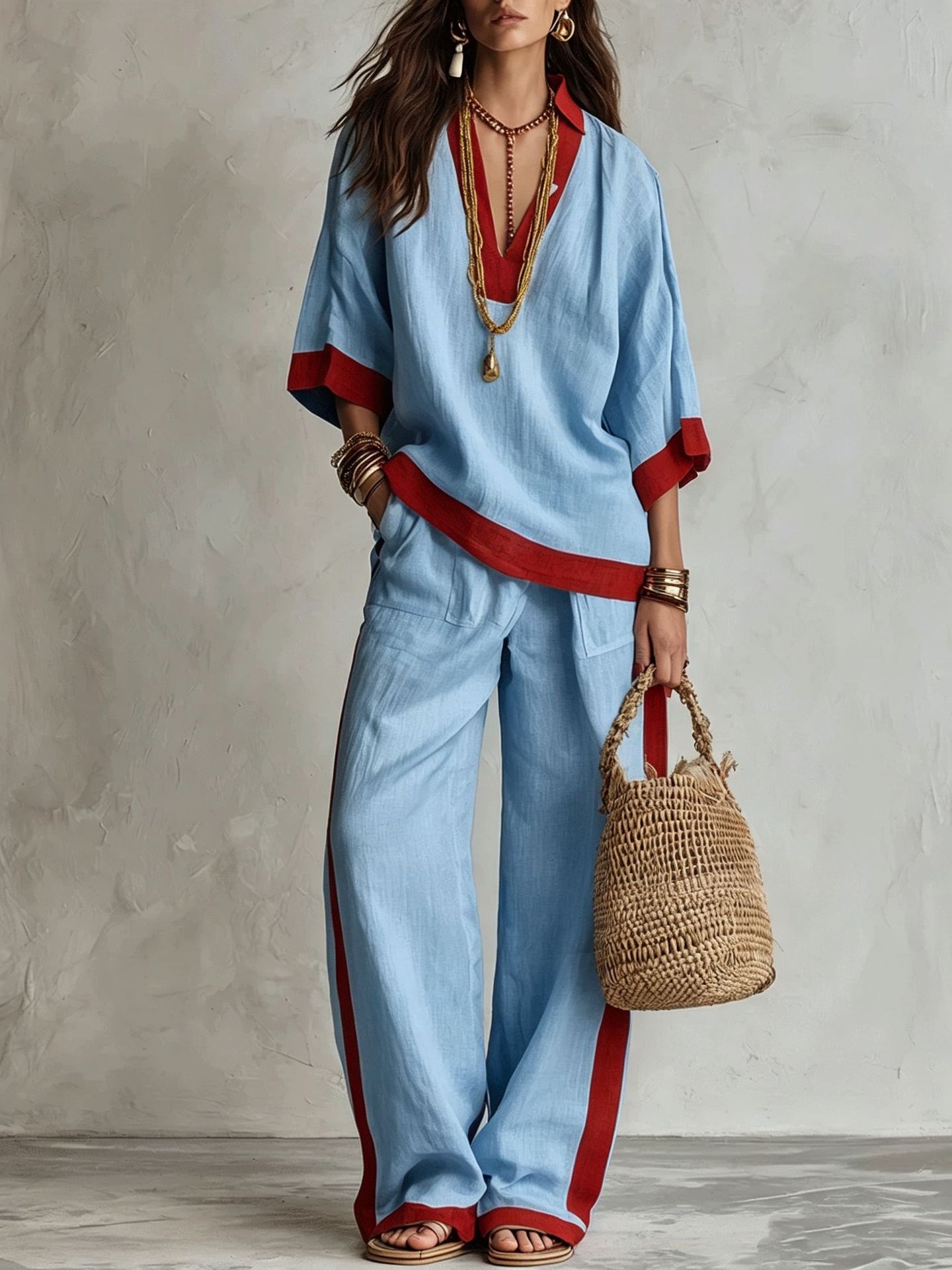 Girl Fashion Street - Luźny dwuczęściowy zestaw na wiosnę i