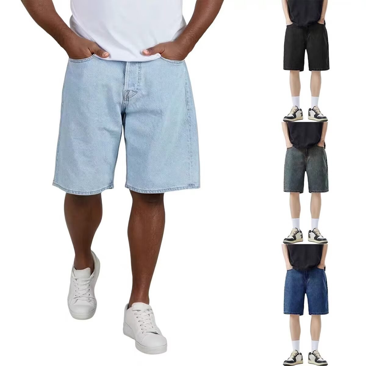 Street Fashion Urban - Męskie szorty jeansowe letnie cienkie lekkie