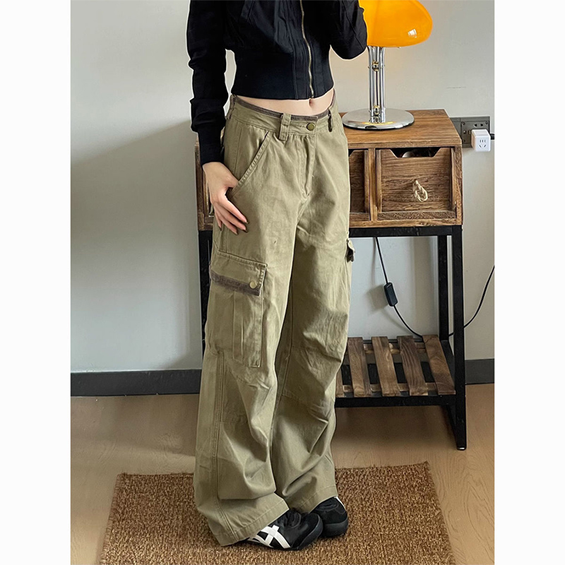 Nowe Luźne Spodnie Cargo Khaki – Japanese Street Fashion Female recenzja i cena