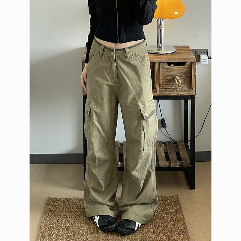 Nowe Luźne Spodnie Cargo Khaki – Japanese Street Fashion Female recenzja i cena