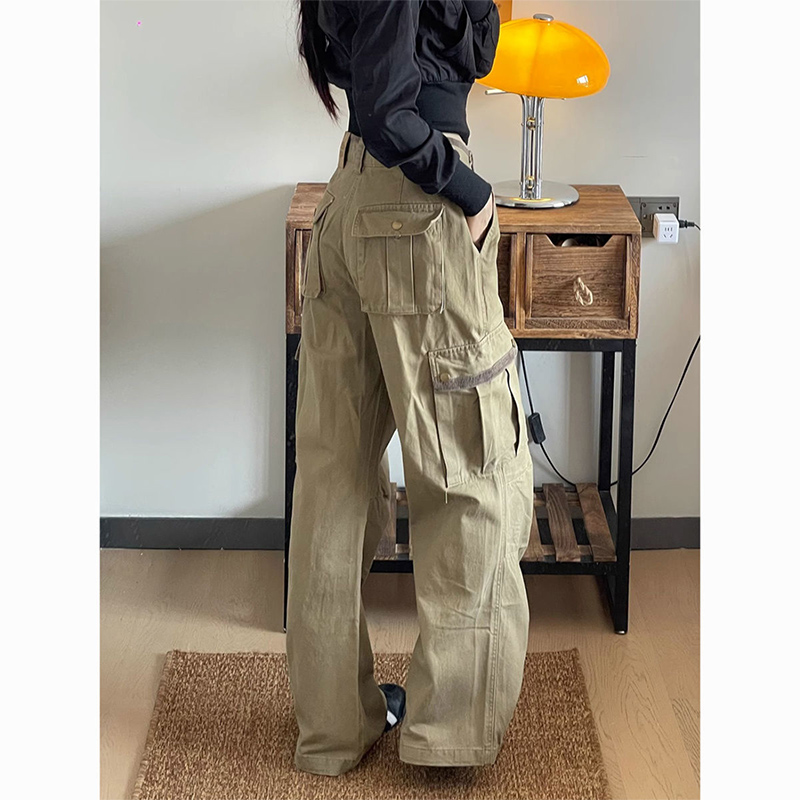 Nowe Luźne Spodnie Cargo Khaki – Japanese Street Fashion Female recenzja i cena